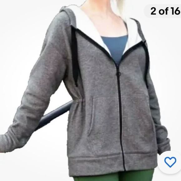 Fabletics Leah Oversized Grey Full Zip Cinched Jacket Size Small - Picture 1 of 9